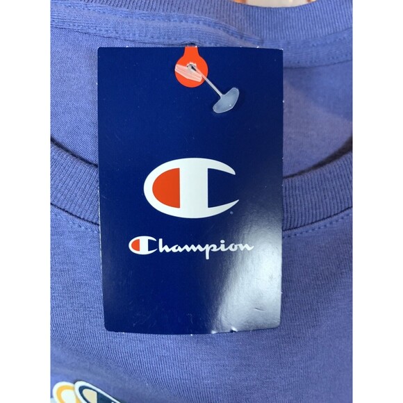 Champion Classic Comfortable Crewneck Men's T-Shirt Blue Graphic Tee Size Medium - Picture 6 of 9